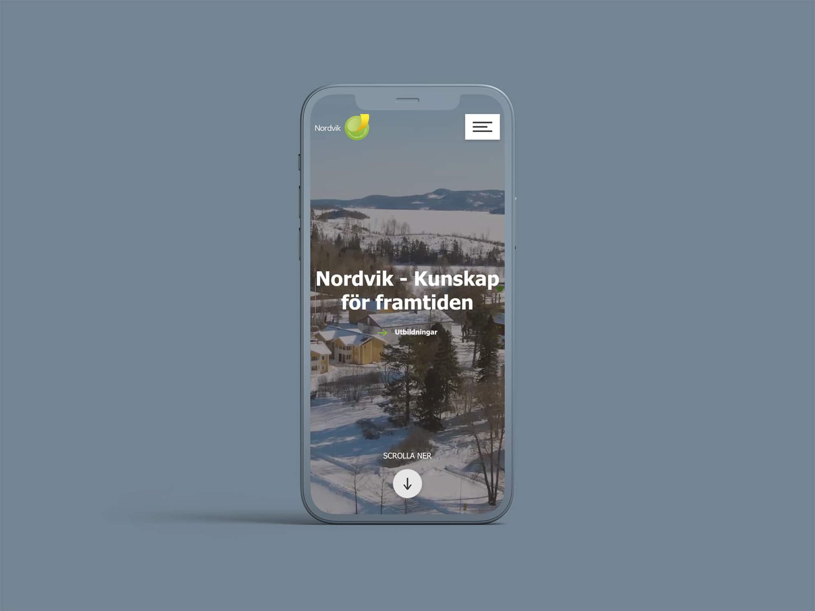 Nordvik utbildningar mockup hemsida mobil